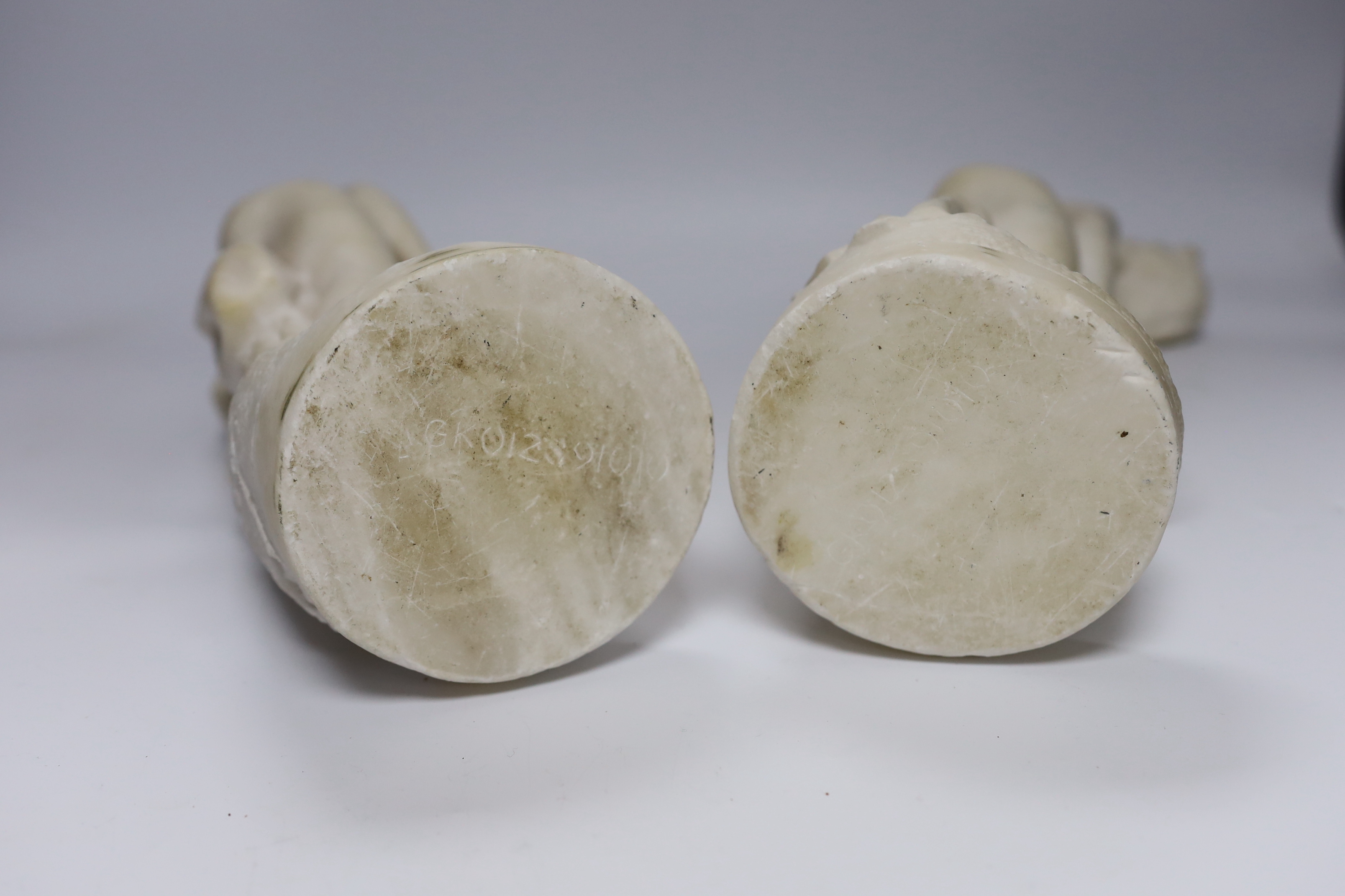 A pair of early 20th century Italian alabaster figures, 38cm
